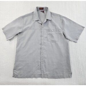 Maximi 100% Linen Shirt Men's XL Grey Gray Short Sleeve Cubano EUC Bowling